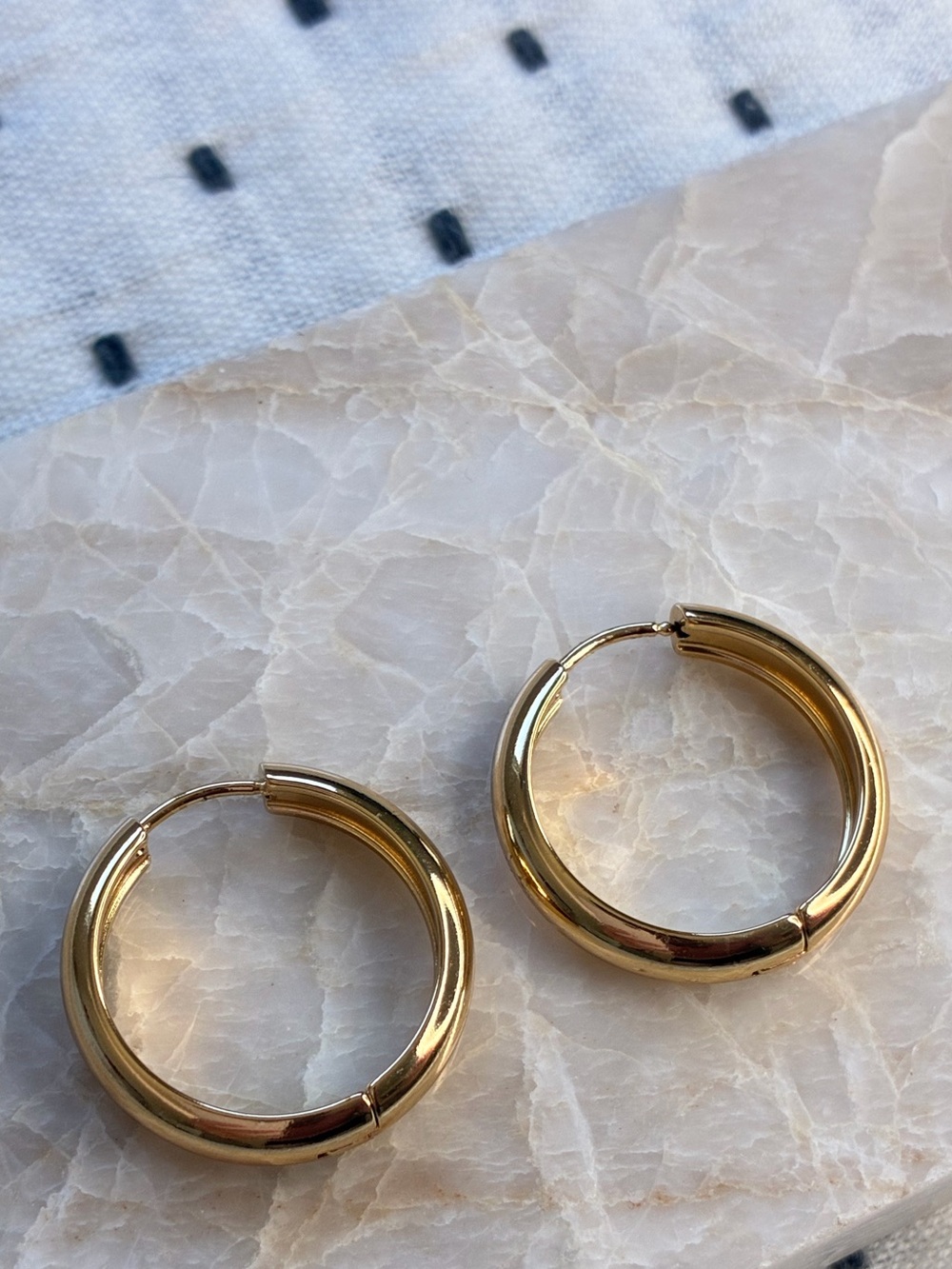 14K Gold Plated Stainless Steel Hoop Earrings 25mm | Hypoallergenic Lightweight